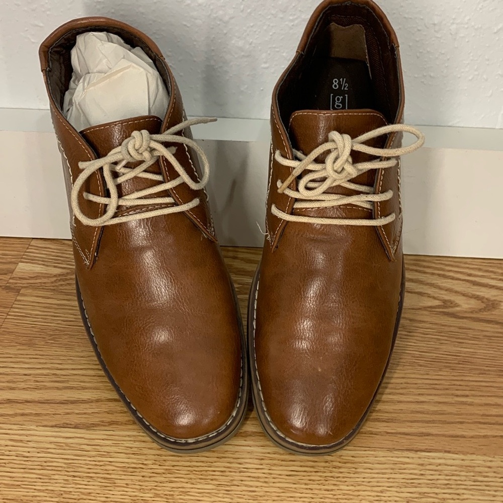 George Mens Chukka Boots Shoes Brown Man Made Lace Up Memory Foam